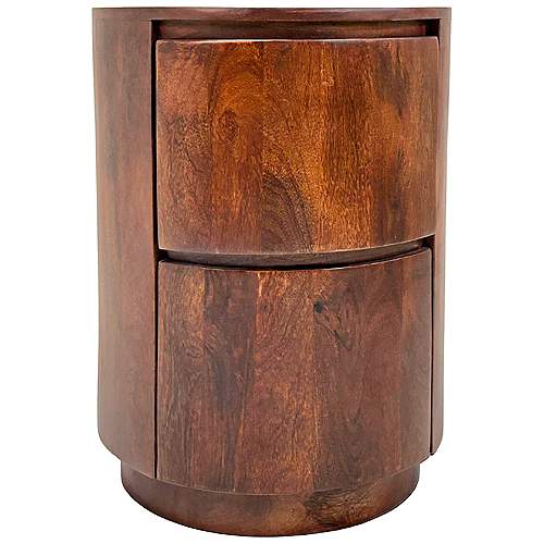 Kingston 18" Wide Chestnut 2-Drawer Round Nightstand